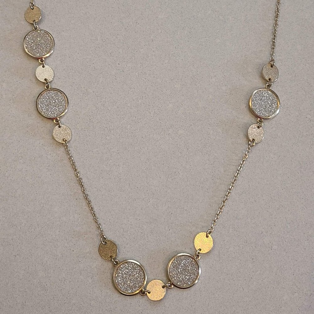 Sparkly Silver & Gold Necklace with Circle Accents